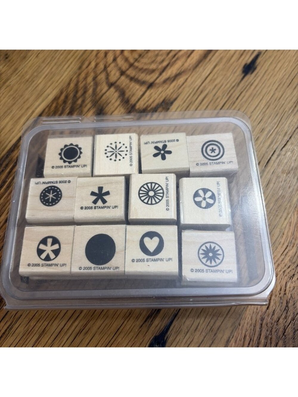 Stampin Up Wood Stamp Set 12 Small Designs Flower Sun